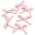 Pink knitted bow accessories, fluffy cotton yarn, sweet DIY hair clip clothing hat details. - Set of 6 / Korean Pink