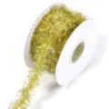 Goldenes Lametta Band für Weihnachtsbaum Dekoration Geschenkverpackung Party Basteln 1 Rolle - Hellgold / 10 Yards