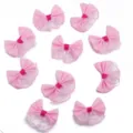 Pink ribbon lace bow accessories, DIY cute hair clip material, handmade craft supply details. - Length 4.5cm Width 4cm / Pink