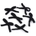 Black fuzzy bow hair clips DIY accessories cute plush bowknot craft trimming for clothes shoes - Set of 6 / Black