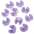 Noeuds en ruban violet avec bordure en dentelle, parfaits pour accessoires et loisirs. - Longueur 4.5cm Largeur 4cm / Violet
