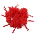 Rote Chiffon Bänder 3D Blumen DIY Haarschmuck Bekleidung Nähen Handwerk Material Set - 3D-Blume mit Band / 10er Pack / Rot