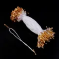 Gold safety pin tag fasteners with white nylon string for clothing hang tags and apparel accessories. - 100 Pieces/Pack (12cm) / White