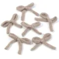 Korean style cute knitted bow DIY accessories, plush cotton material, camel color, set of six. - Set of 6 / Light Coffee