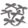 Grey knit bow DIY craft accessories, cute plush wool hairclip material for clothing decor. - Set of 6 / Gray