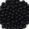 Black round glass beads close-up detail, perfect for DIY jewelry making and handmade accessories. - 6mm / 50 Pieces Set / Black