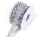 Silbernes Lametta Fransen Detail, glitzernde Girlande für Weihnachtsbaum und Geschenkdeko. - Silber / 10 Yards