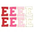 Toppa lettera E in ciniglia con bordo glitterato dorato accessori DIY vestiti e custodia - Lettera E (F6339) / 5.5cm Autoadesivo (8 Pezzi/Confezione)