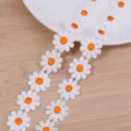 Cinta de encaje de margarita blanca y naranja para costura de ropa DIY y accesorios de cabello. - 3 Yards / Naranja