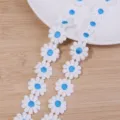 Ribete de cinta de encaje soluble en agua de margarita blanca para manualidades de ropa DIY. - 3 Yards / Azul