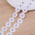 Cinta de encaje de margarita blanca y morada para costura DIY accesorios para el pelo. - 3 Yards / Púrpura
