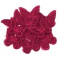 Double layer 3D embroidered lace butterfly patches for DIY clothing, shoes, bags and crafts. - Approx 5.5X6cm / Jujube Red