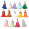 Colorful gradient silk cotton tassel pendants for DIY handmade jewelry earrings bag charms. - Length approx 4cm / Random Mixed Colors
