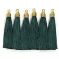 Nappe di seta verde con anelli dorati per lavori fai-da-te e accessori per Hanfu artigianali. - Confezione Singola (Lunghezza circa 85mm) / Verde Scuro