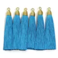 6pz nappe di seta blu con avvolgimento in filo d'oro per artigianato DIY e accessori Hanfu. - Confezione Singola (Lunghezza circa 85mm) / Blu