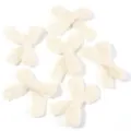 Detailed view of handmade knitted wool bows, off-white double layer DIY clothing accessories. - Size approx 4X5cm / 10 Pieces/Pack / Beige