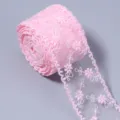 Pink floral lace trim roll, soft net mesh embroidery detail for DIY Lolita dress cuffs. - Style 7 / 3.8cm Width (ai-3 Yards/Pack)