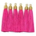 Nappe rosa con cappio dorato, perfette per forcine per capelli, ventagli e ciondoli fai-da-te. - Confezione Singola (Lunghezza circa 85mm) / Rosso rosa
