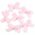 Detail shot of pink handmade knitted double-layer bow appliques for DIY clothing accessories. - Size approx 4X5cm / 10 Pieces/Pack / Pink