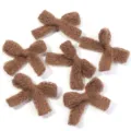 Brown knitted double-layer handmade wool bow accessories for DIY clothing, hair clips. - Size approx 4X5cm / 10 Pieces/Pack / Coffee