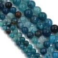 Primo piano dettagliato di perle di agata vena di drago blu per creazione di gioielli. - Diametro 6mm, Foro 0,8mm (circa 60 perle) / Venatura del drago blu inchiostro