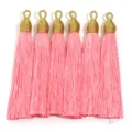 Nappe di seta rosa con cappucci in filo d'oro per fai da te accessori hanfu 6 pezzi - Confezione Singola (Lunghezza circa 85mm) / Rosa