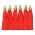 Nappe rosse con anello dorato per artigianato fai da te, accessori Hanfu, borse e creazione di gioielli. - Confezione Singola (Lunghezza circa 85mm) / Rosso