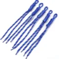 Detail shot of blue woven nylon lanyards, perfect for keychain and bag strap accessories. - 5 Pieces Pack (Length 24-28cm) / Royal Blue + White