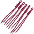 Detailed shot of handmade woven nylon lanyards, vibrant red pattern ropes for bags and keys. - 5 Pieces Pack (Length 24-28cm) / Wine Red + White