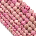 Perline rotonde di pietra diaspro imperiale rosa primo piano dettaglio per gioielli fai da te - 6mm (circa 60 pezzi) / Rosa