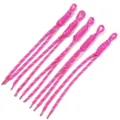 Detailed view of handmade woven pink nylon lanyard accessory, perfect for DIY keychain charms. - 5 Pieces Pack (Length 24-28cm) / Rose Red + White