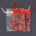 Sacchetti regalo in organza con fiocco di neve natalizio per gioielli e cosmetici. - 10 Pezzi/Confezione (7x9cm) / 5 pz Oro Bianco + 5 pz Oro Rosso