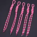 Close-up detail of pink white woven nylon cord accessory, featuring fine braided pattern loop. - 5 Pieces Pack (Length 22-25cm) / Map Pink