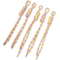 Detailed view of colorful woven nylon rope lanyard accessory with purple yellow pattern. - 5 Pieces Pack (Length 22-25cm) / Yellow & Purple