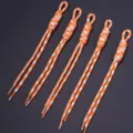 Close-up detail of orange and white woven nylon cord lanyard, handmade pattern strap for DIY. - 5 Pieces Pack (Length 22-25cm) / Orange + White 2