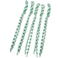 Detail shot of five green white braided nylon cords with loops for bag pendants keychains. - 5 Pieces Pack (Length 22-25cm) / Green