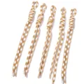 Closeup view of detailed handmade woven nylon keychain straps with geometric pattern accessories. - 5 Pieces Pack (Length 22-25cm) / Light Coffee + White