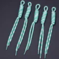 Close-up shot of mint green braided nylon cord details, showing the woven pattern and loop. - 5 Pieces Pack (Length 22-25cm) / Cyan