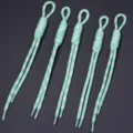 Close up of handmade woven nylon cord pendant, green and white pattern, detail accessory view. - 5 Pieces Pack (Length 22-25cm) / Teal