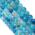 Perline rotonde in agata vena di drago blu naturale per creazione di gioielli fai da te - Diametro 6mm, Foro 0,8mm (circa 60 perle) / Motivo drago blu