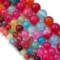 Perline tonde in agata screpolata colorata perline di pietra per creazione di gioielli fai da te. - Diametro 6mm, Foro 0,8mm (circa 60 perle) / Venatura del drago a colori misti