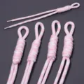 Pink white woven nylon rope variant, stylish handmade lanyard for keychains and bag pendants. - 5 Pieces Pack (Length 22-25cm) / Light Pink