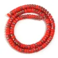 Red glass electroplated wheel spacer beads for DIY jewelry making bracelet necklace. - Orange Red Luster
