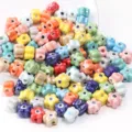 Kleurrijke keramische bloem kralen met oog voor DIY handgemaakte armbanden kettingen sieraden - 10 Stuks/Pak / Willekeurig Gemengde Kleuren