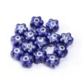 Blauwe keramische bloem boze oog kraaltjes voor DIY handgemaakte armbanden sieraden maken. - 10 Stuks/Pak / Donkerblauw