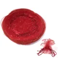 Rote runde Organzabeutel mit Glitzerpunkten, ideal für Hochzeitsbonbons und Verpackung. - 10 Stück/Packung (Durchmesser ca. 26cm) / Burgunderrot