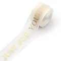 Weißes transparentes Organzaband mit Goldfoliendruck, ideal für Geschenkverpackungen. - Just For You