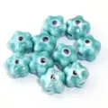 Keramische vijfbladige bloem boze oog kralen turkoois blauw DIY sieraden spacer kralen - 10 Stuks/Pak / Meerblauw