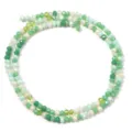 Detailed shot of sparkling green faceted glass crystal beads strand for DIY jewelry making. - 145 Pieces/Pack / Light Green / 3mm