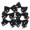 Black mesh pearl bow hair clips, elegant DIY accessories for clothing, bags, and hats. - 6 Pieces/Pack / Black